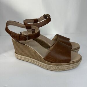 Sperry Wedge Women Size 11 Fairwater Plushwave Espadrilles Sandal Brown Leather